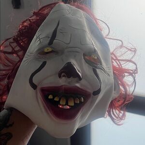 Penny wise Creepy Clown Mask with Red Hair